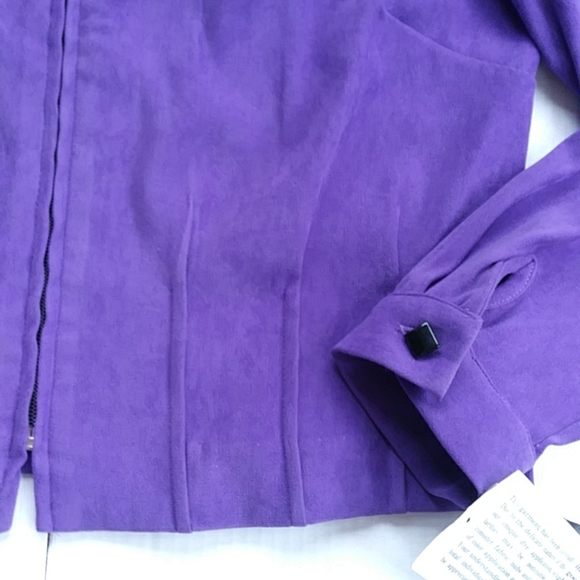 NEW Jessica Howard Pleated Cropped Zip Up Blazer Jacket 12P Purple - Picture 10 of 16